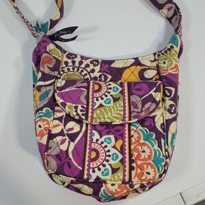 Vera Bradley Hipster Crossbody Bag Plum Crazy Purple and Green Floral